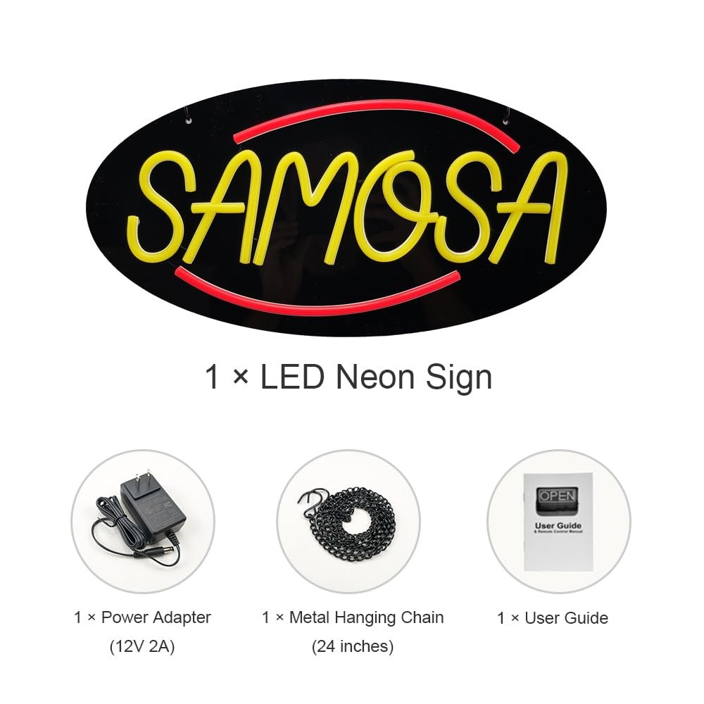 LED Samosa Neon Sign, 16"x8" - Image 5