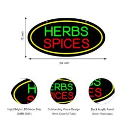 LED Herbs Spices Neon Sign, 24″x12″