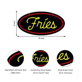 LED Fries Neon Sign, 16″x8″
