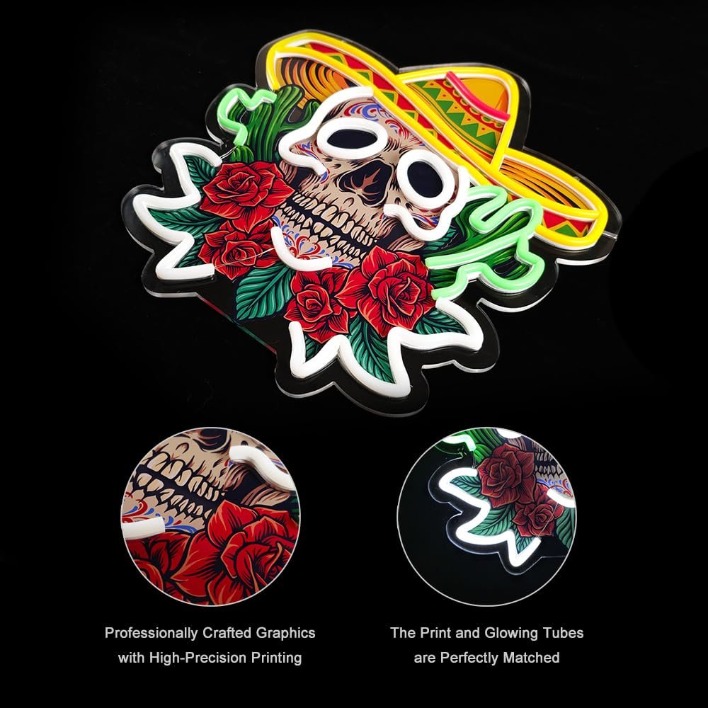 Day Of The Dead Neon Sign, 14"x14" - Image 4