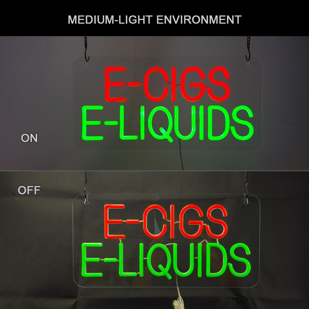 LED E-cigs E-liquids Neon Sign, 15.6"x7.8" - Image 3