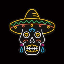 Día De Los Muertos Neon Sign, 16″x16″