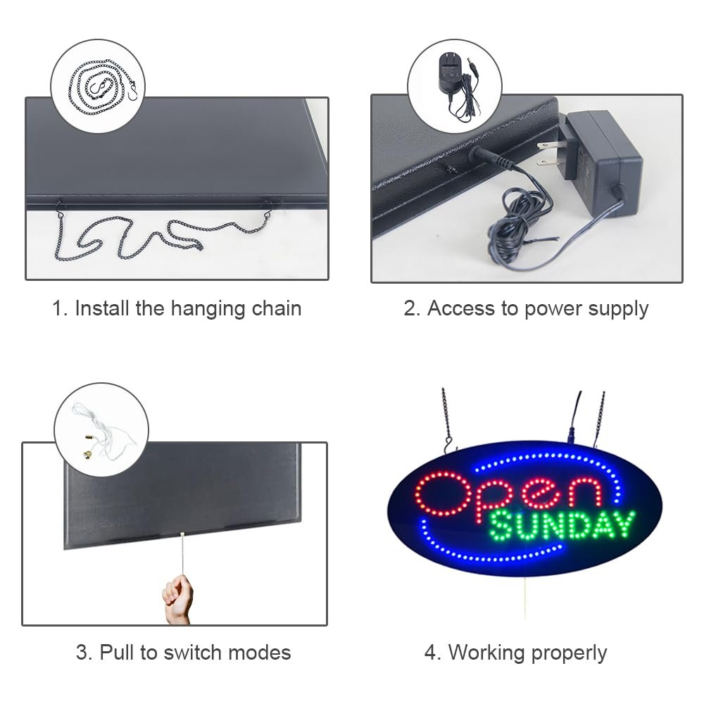 Open Sunday LED Sign, 19"ร9.5" - Image 6