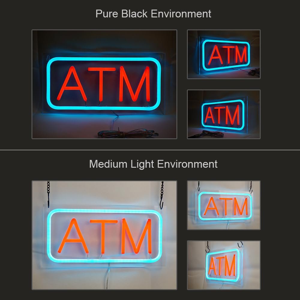ATM Neon Sign, Red, 12"x6" - Image 3