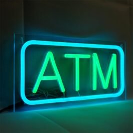 ATM Neon Sign, Green, 12″x6″