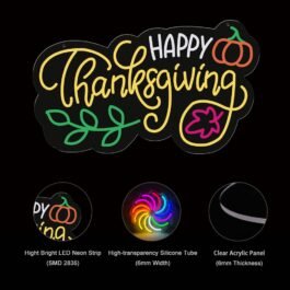 Happy Thanksgiving Neon Sign, 16″x9.2″