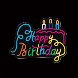 Happy Birthday Neon Sign, 16″x12.6″