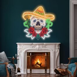 Day Of The Dead Neon Sign, 14″x14″
