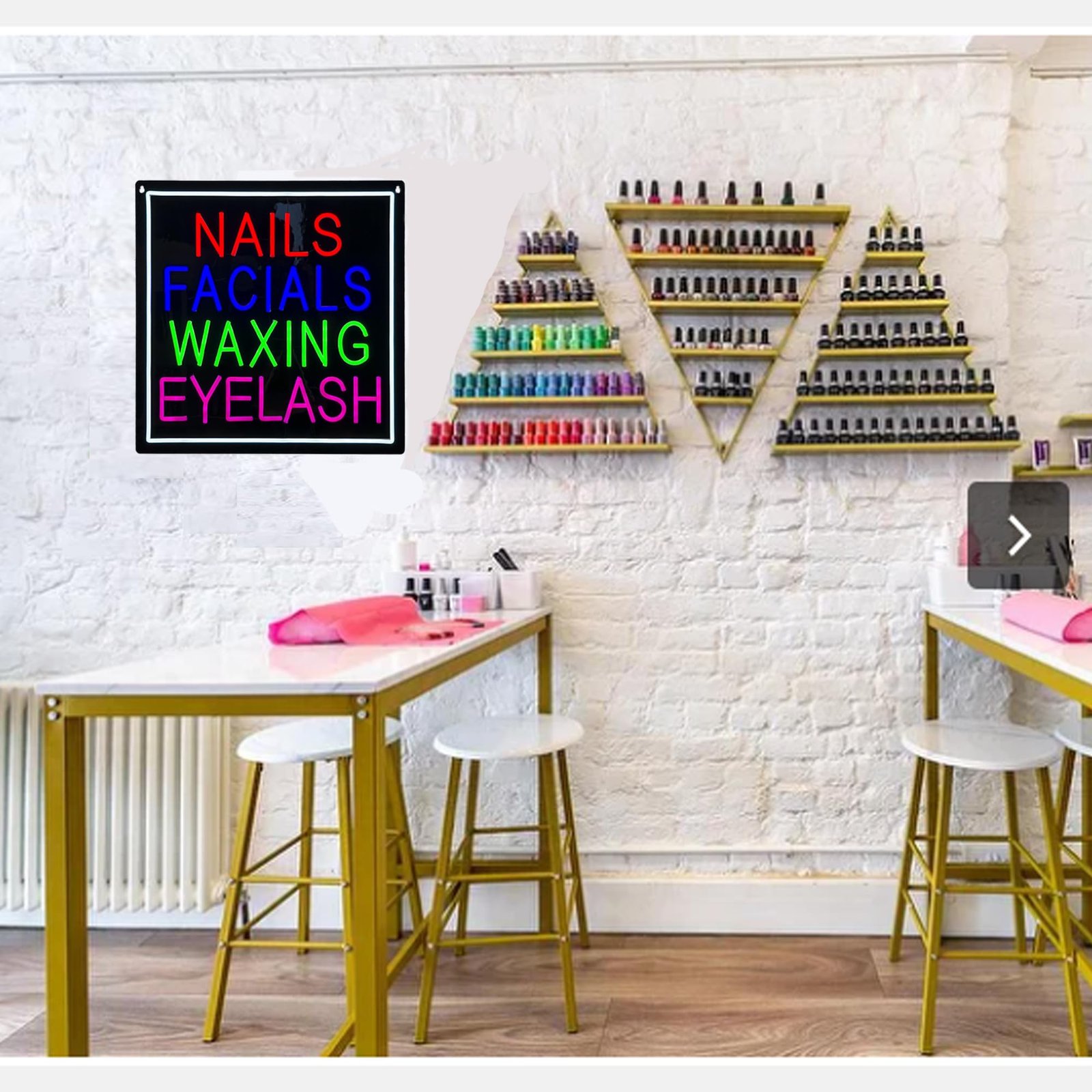 Nails Facials Waxing Eyelash LED Neon Sign, 20"ร20" - Image 3