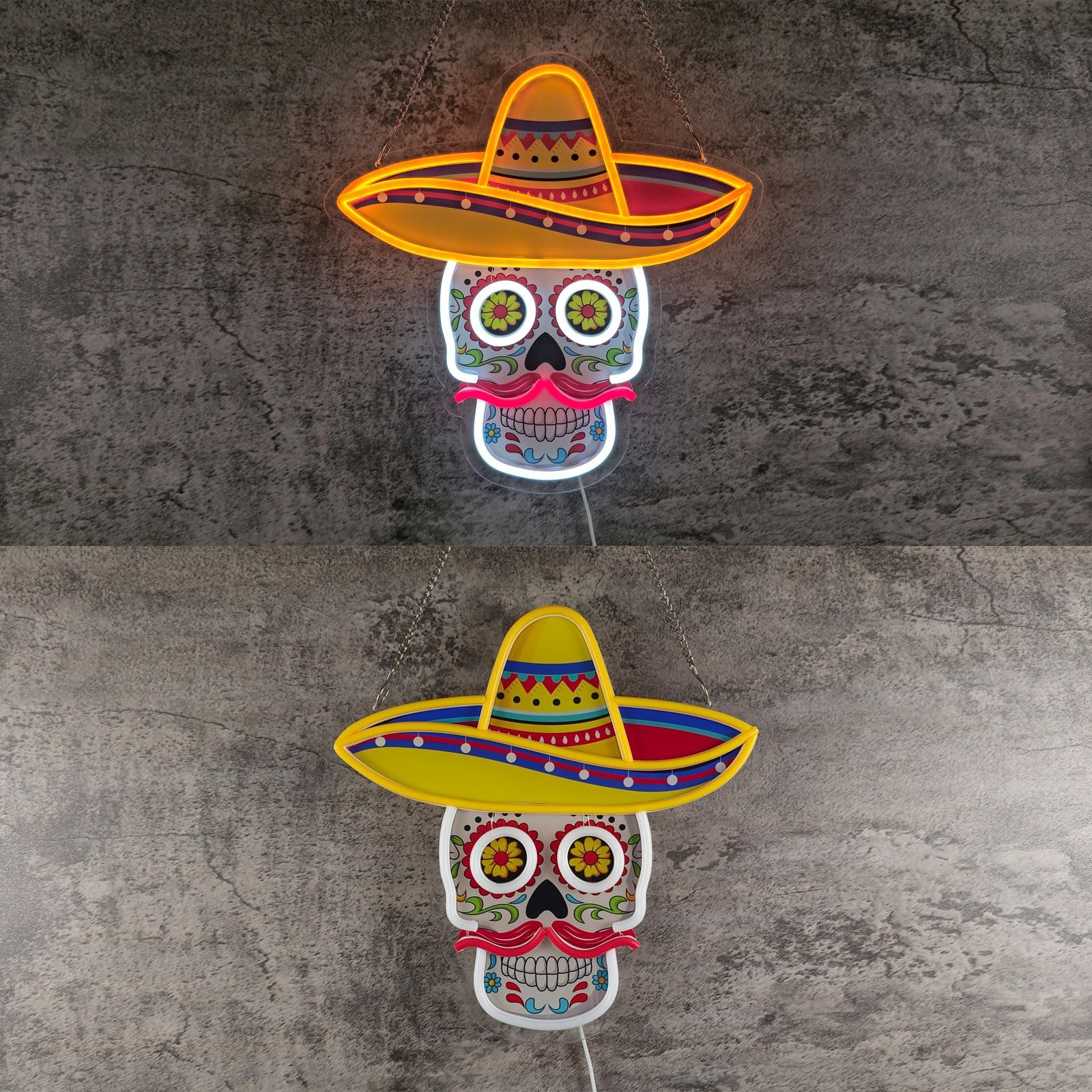 Day Of The Dead Neon Sign, 14"x14" - Image 3