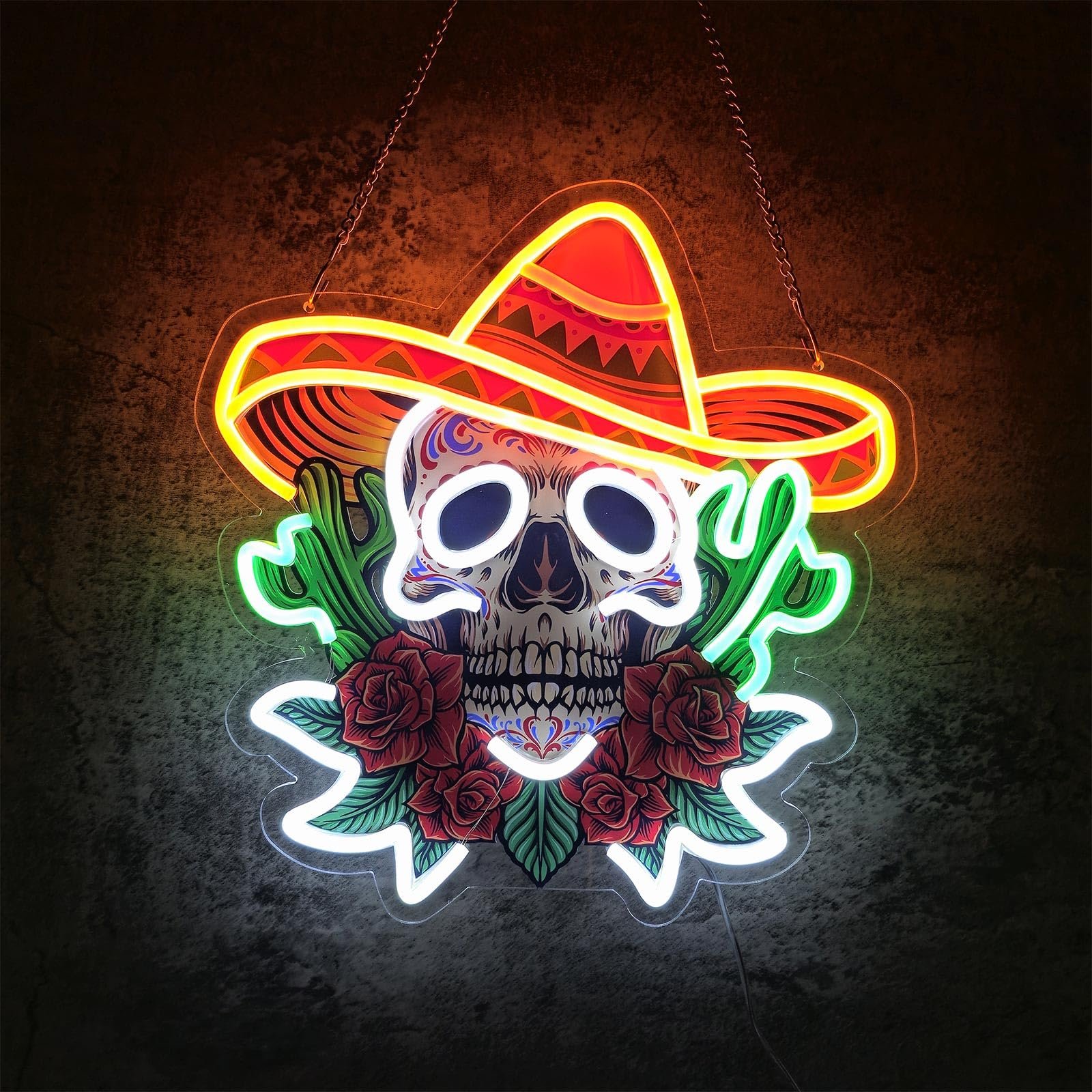 Day Of The Dead Neon Sign, 14"x14" - Image 2