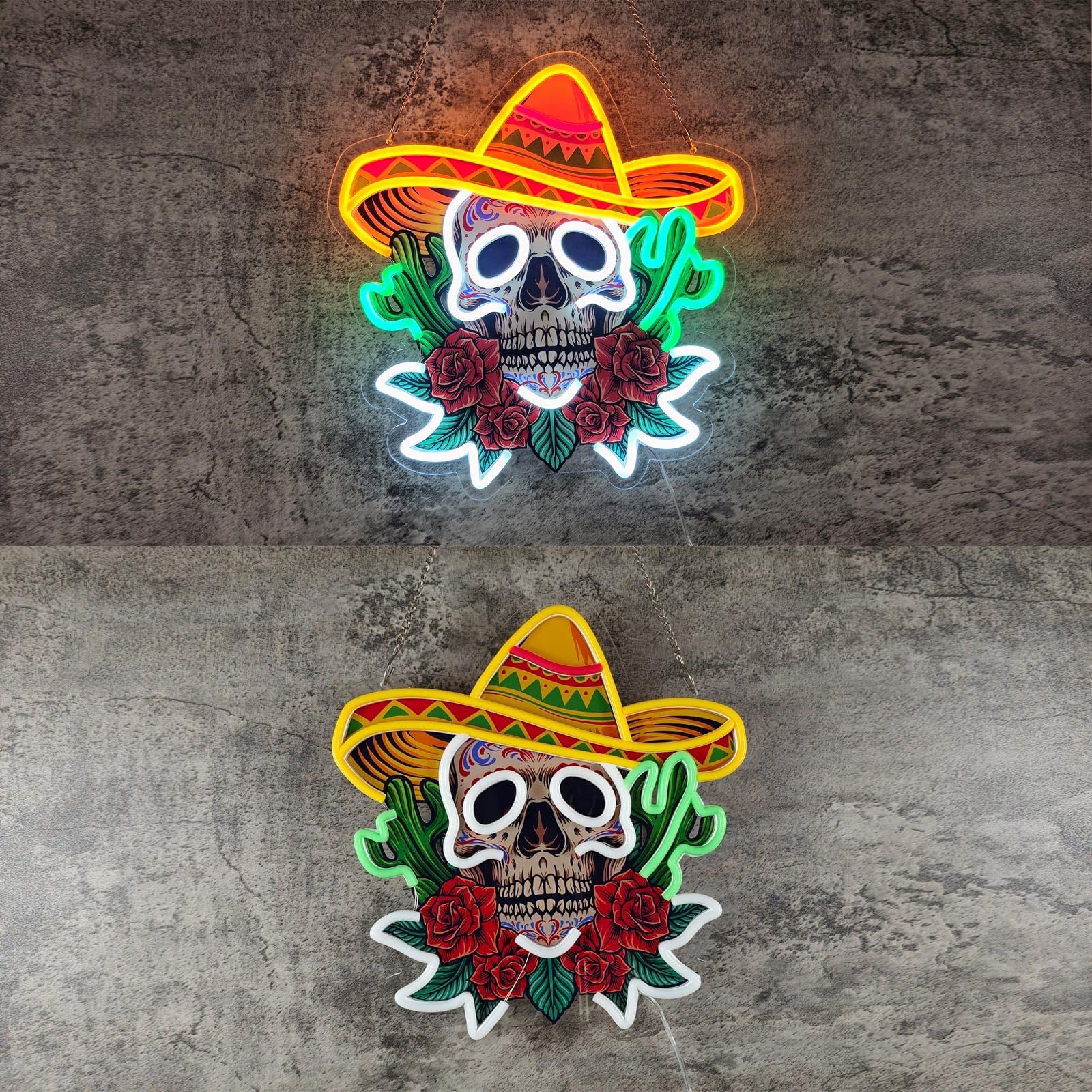 Day Of The Dead Neon Sign, 14"x14" - Image 3