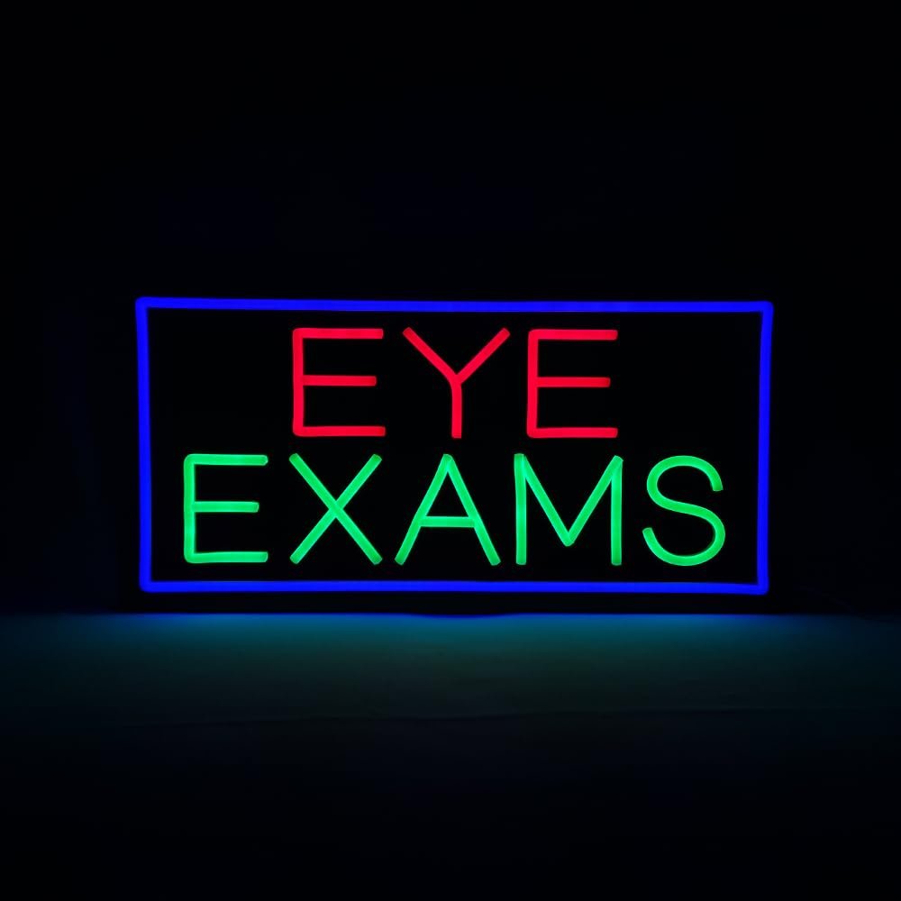 LED Eye Exams Neon Sign, 20"x10"