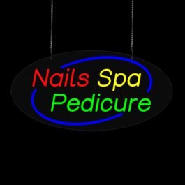 LED Nails Spa Pedicure Neon Sign, 24″x12″