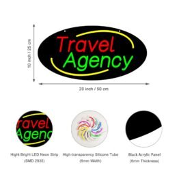 LED Travel Agency Neon Sign, 20″x10″