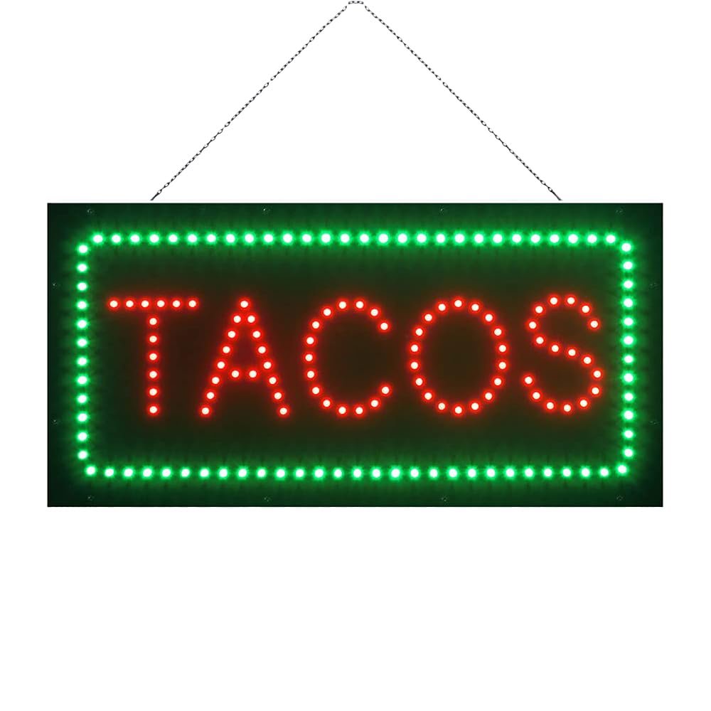 LED Tacos Sign, 19"x9.5"