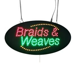 LED Braids Weaves Dot Sign, 19″x9.5″