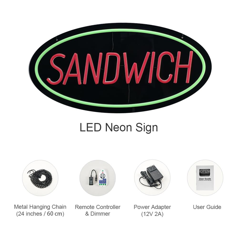 LED Sandwich Neon Sign, 20"x10" - Image 5