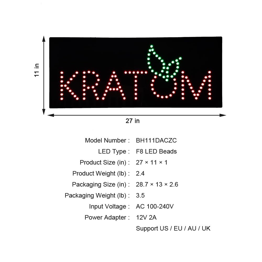 LED Kratom Dot Sign, 27"x11" - Image 4