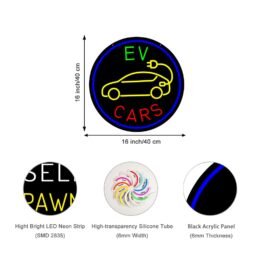 LED EV Cars Neon Sign, 20″x20″