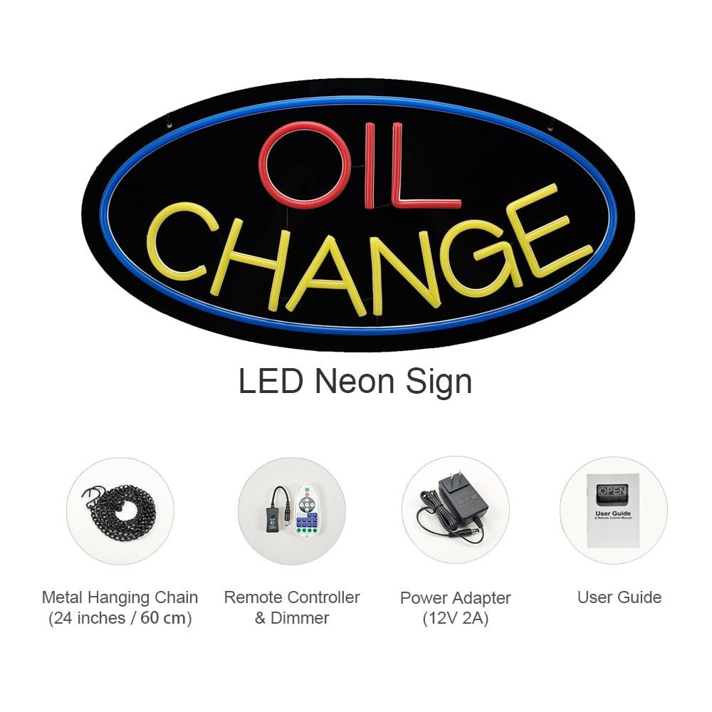 LED OIL Change Neon Sign, 20"x10" - Image 5