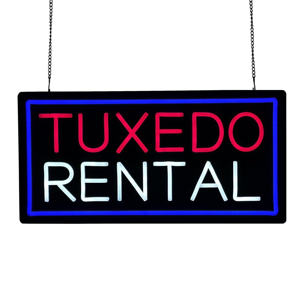 LED Tuxedo Rental Neon Sign, 20"x10" - Image 2