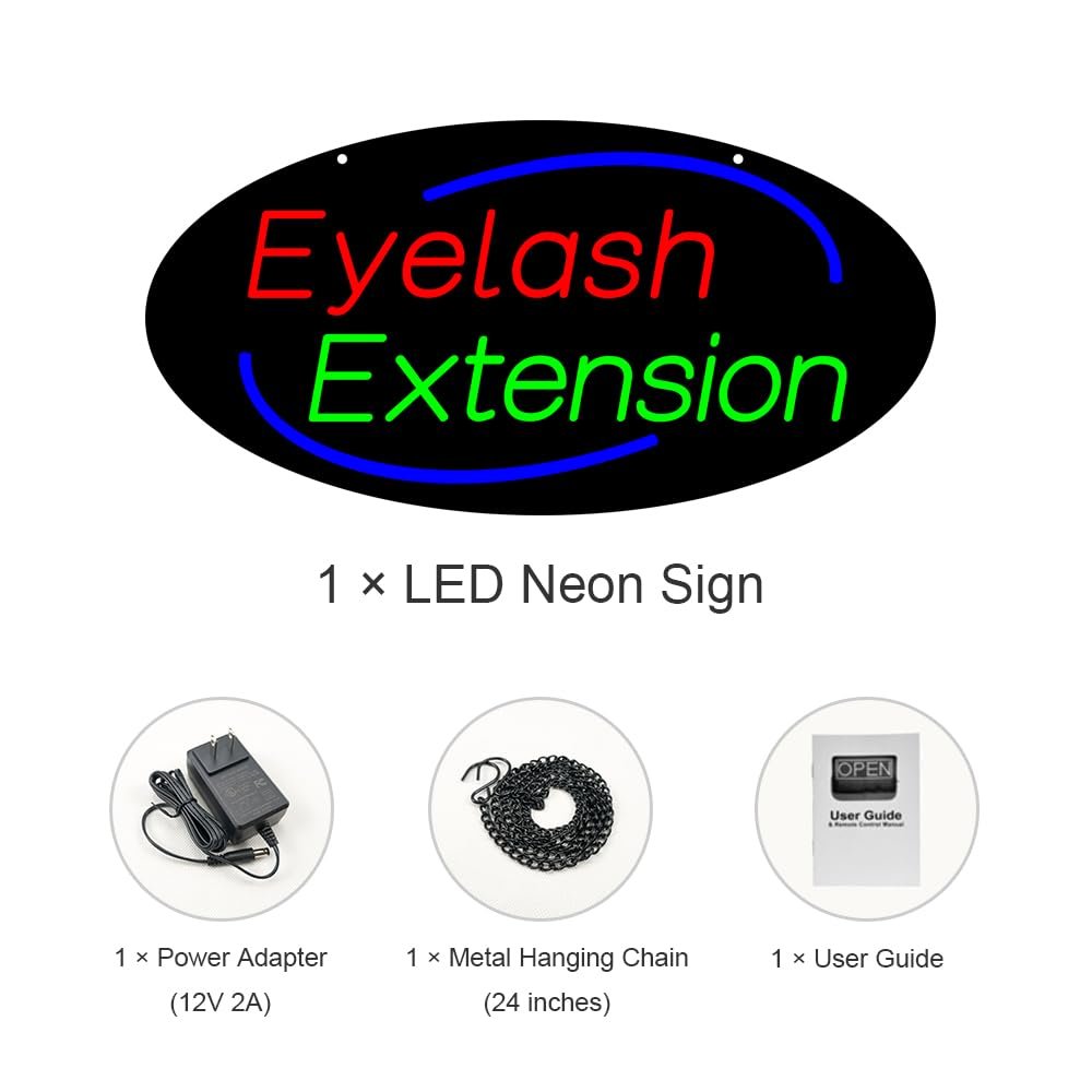LED Eyelash Extension Neon Sign, 24"x12" - Image 4