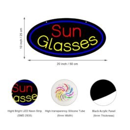 LED Sun Glasses Neon Sign, 20″x10″