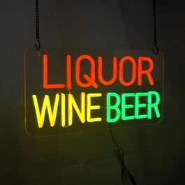 Led Liquor Wine Beer Neon Sign, 15.6″x7.8″