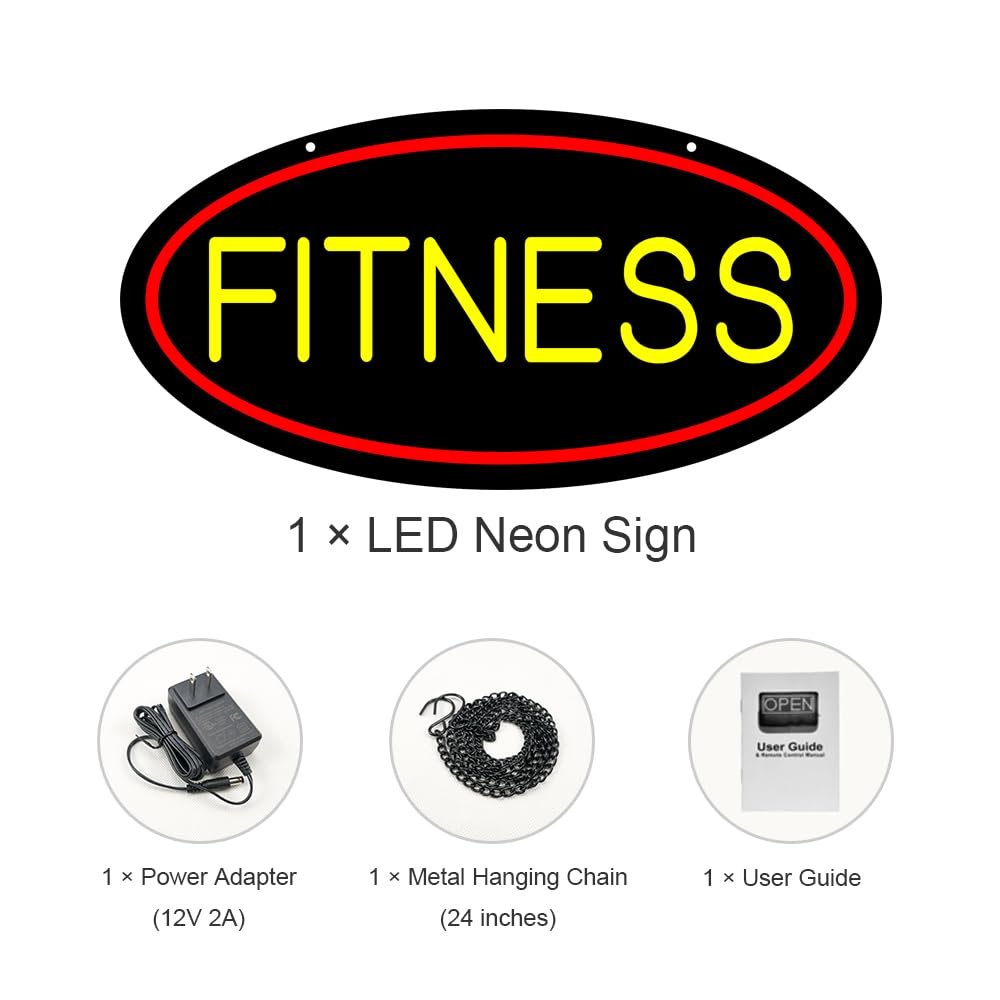 LED Fitness Neon Sign, 20"x10" - Image 3