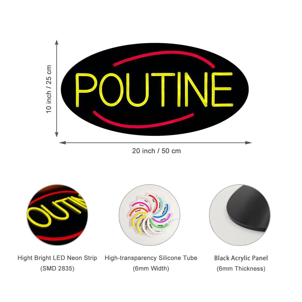 LED Poutine Neon Sign, 20"x10" - Image 4