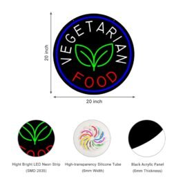LED Vegetarian Food Neon Sign, 20″×20″