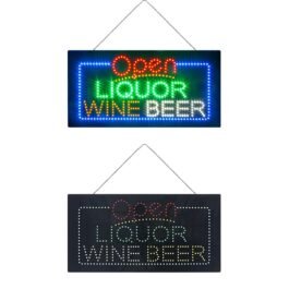 LED Open Liquor Wine Beer Sign, 24″x12″