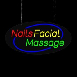 LED Nails Facial Massage Neon Sign, 24″x12″