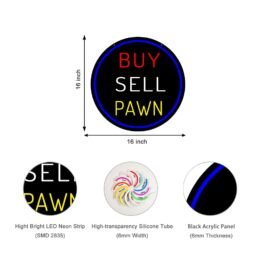 LED Buy Sell Pawn Neon Sign, 16″×16″