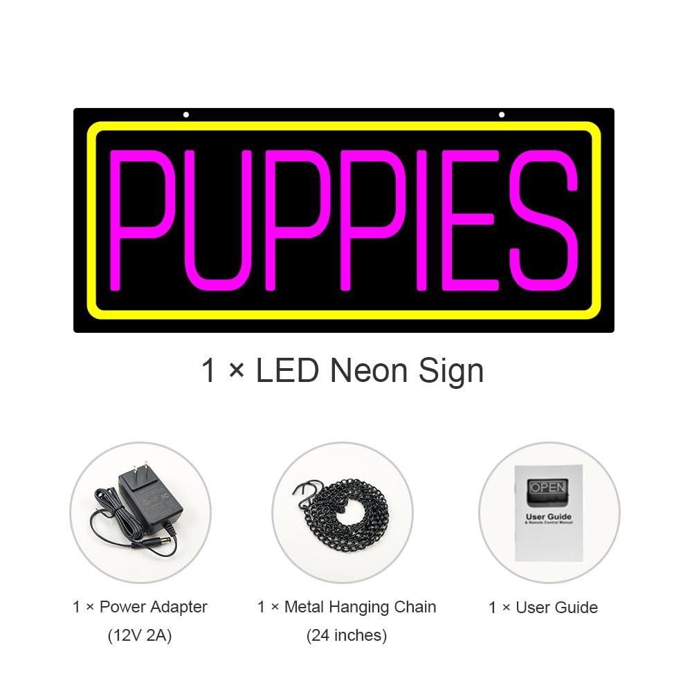 LED Puppies Neon Sign, 20"x8.3" - Image 4