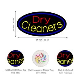 LED Dry Cleaners Neon Sign, 24″x12″