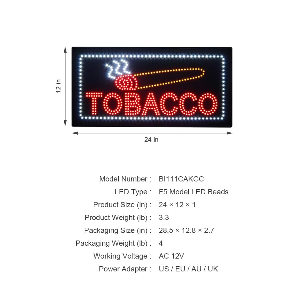 LED Tobacco Dot Sign, 24"×12" - Image 4