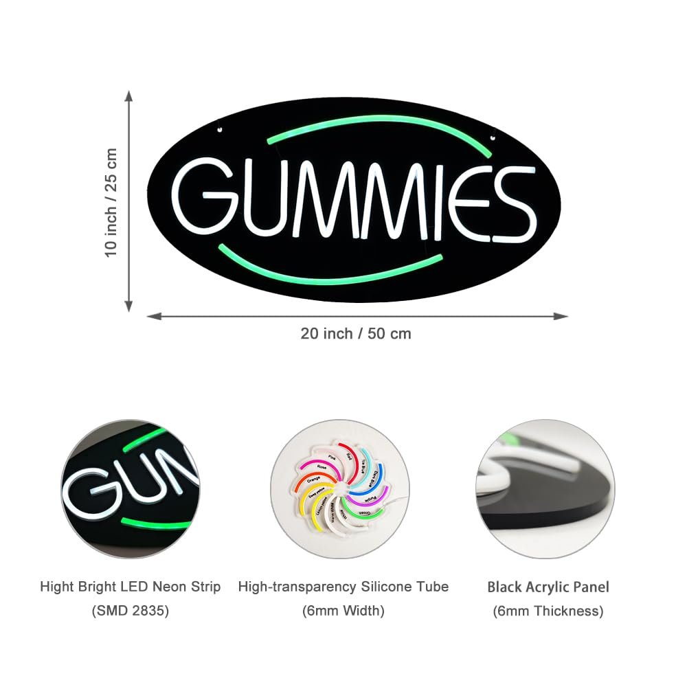 LED Gummies Neon Sign, 20"x10" - Image 4
