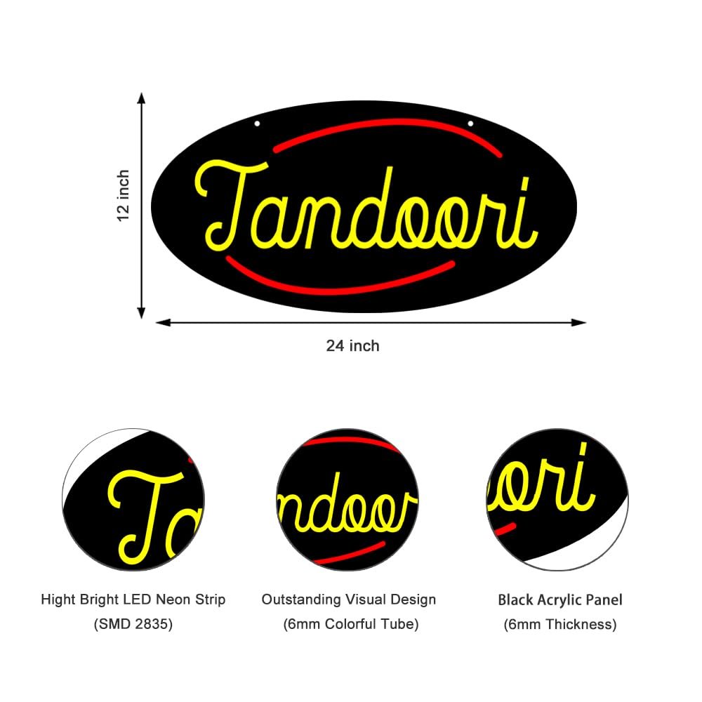 LED Tandoori Neon Sign, 24"x12" - Image 2