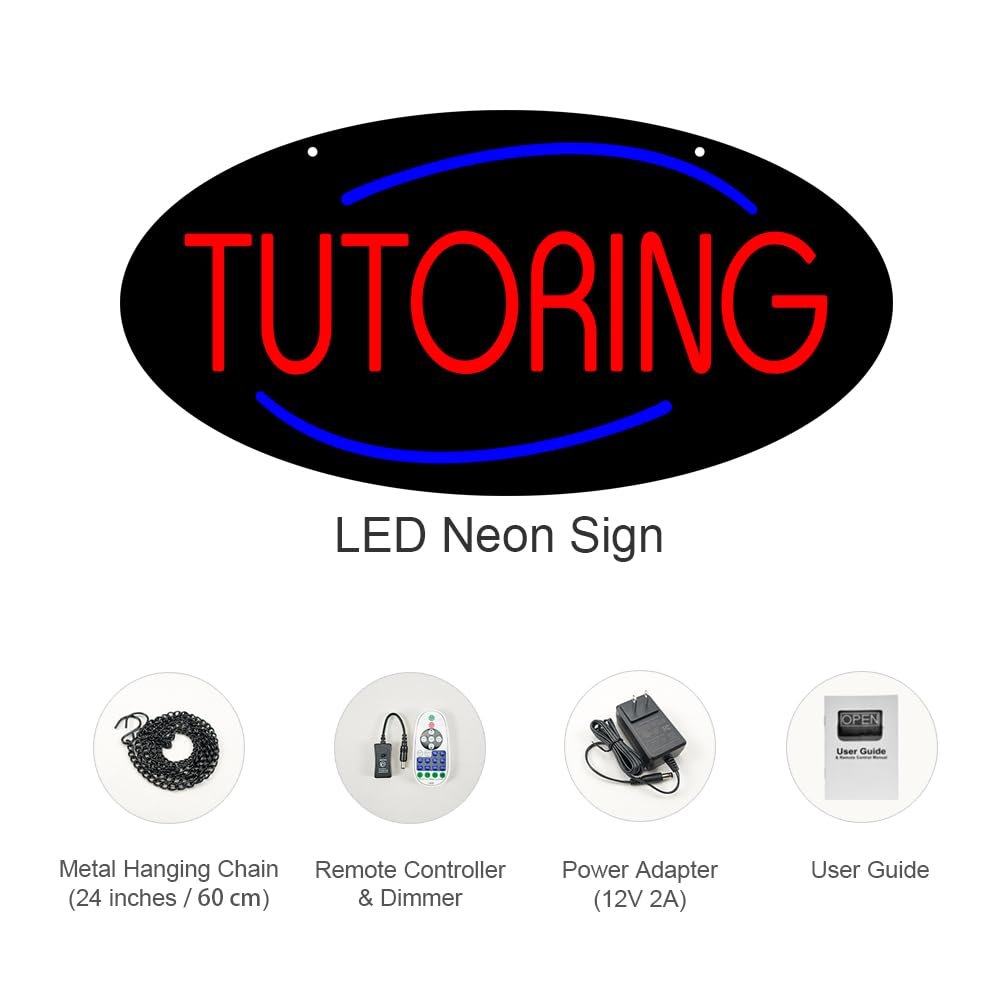 LED Tutoring Neon Sign, 20"x10" - Image 3