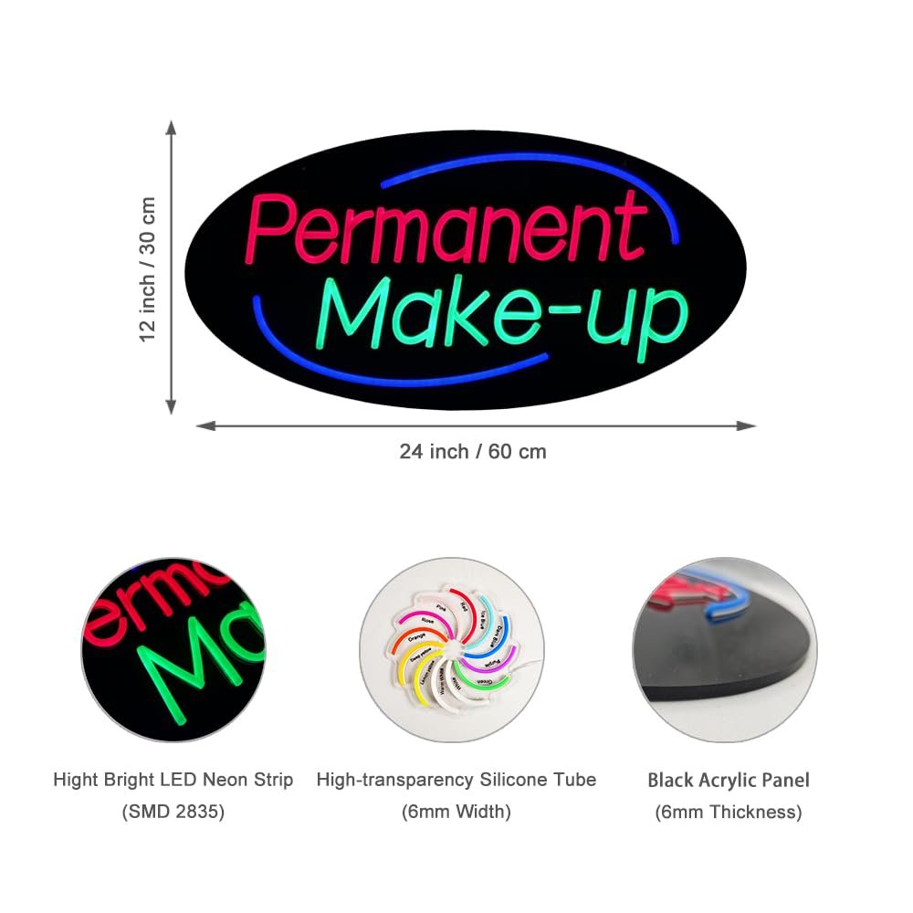 LED Permanent Make-up Neon Sign, 24"x12" - Image 5