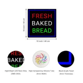 LED Fresh Baked Bread Neon Sign, 16″×16″