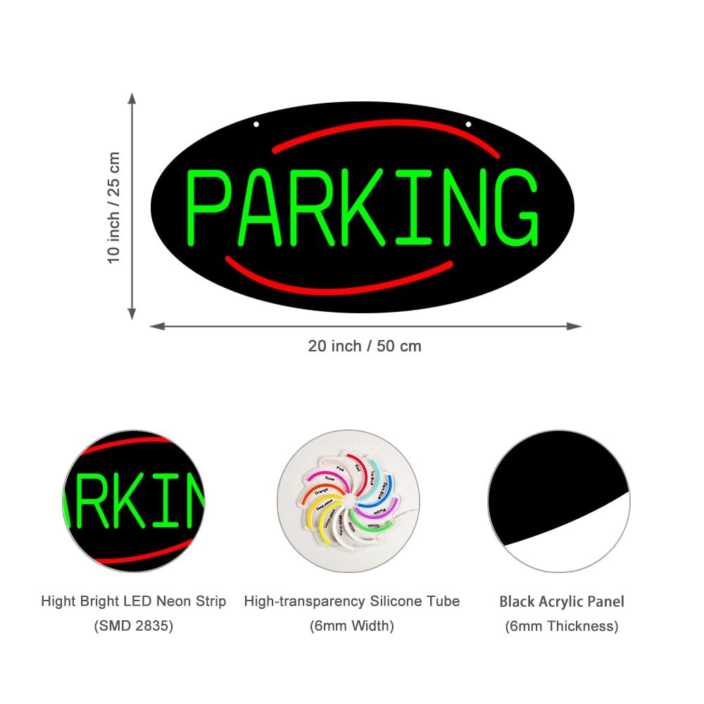 LED Parking Neon Sign, 20"x10" - Image 3