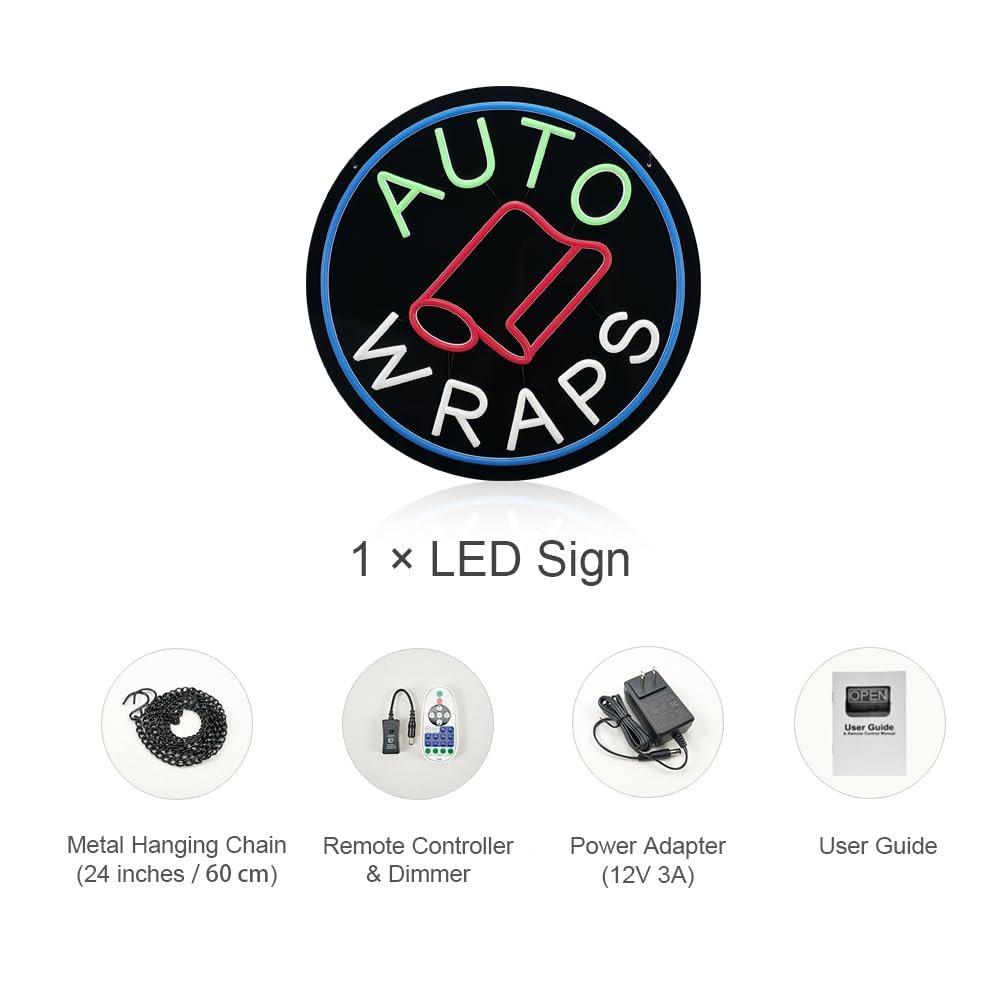 LED Auto Wraps Neon Sign, 16"x16" - Image 4