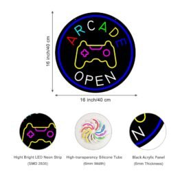 LED Arcade Open Neon Sign, 16″×16″