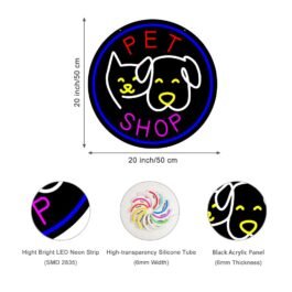 LED Pet Shop Neon Sign, 20″x20″