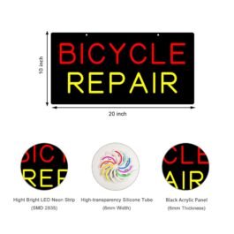 LED Bicycle Repair Neon Sign, 20″x10″