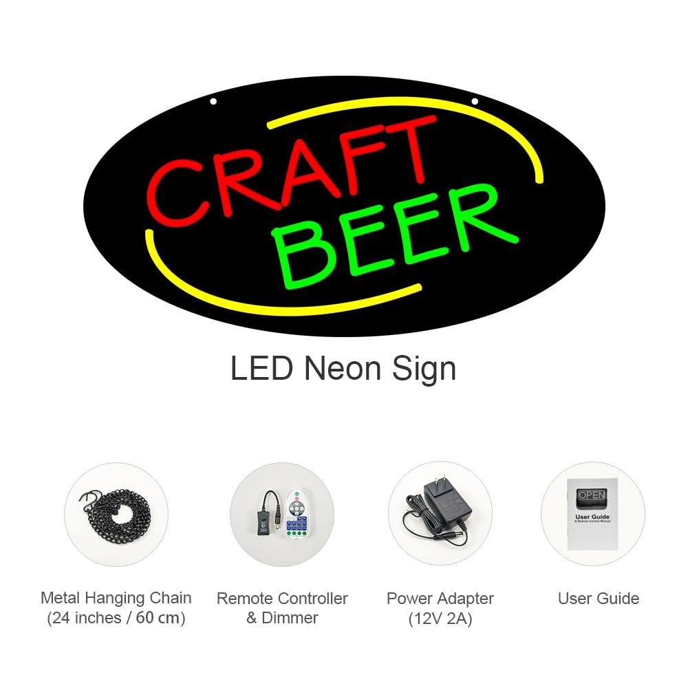 LED Craft Beer Neon Sign, 20"x10" - Image 4