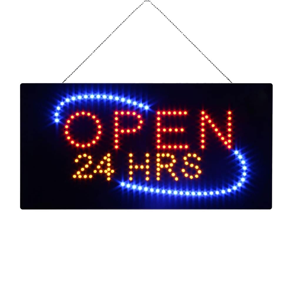 LED Open 24 HRS Sign, 19"×9.5"